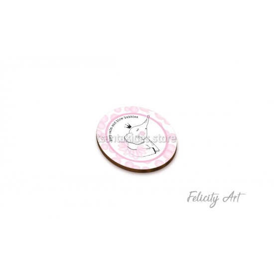 Ξύλινη κρεμαστή Μπομπονιέρα Βάπτισης με Print Ελεφαντάκι