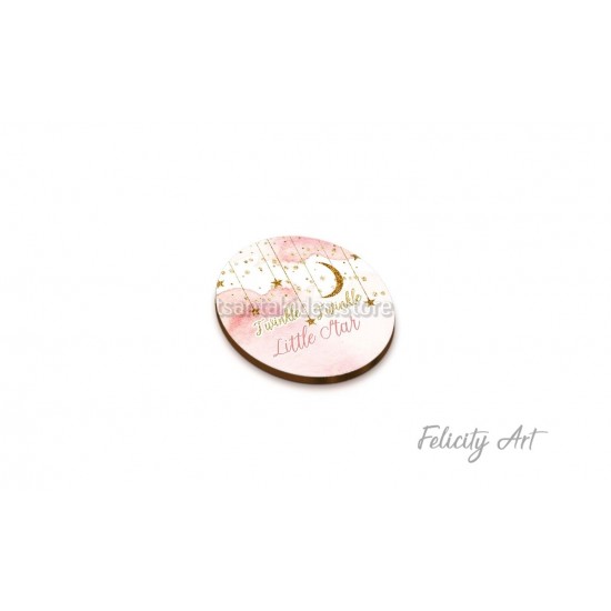 Ξύλινη κρεμαστή Μπομπονιέρα Βάπτισης με Θέμα " Twinkle Little Stars"