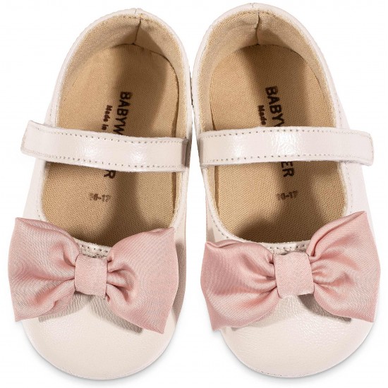 Βαπτιστικά Παπούτσια  Babywalker MI1646 Ivory- Pink / Εκρού -Ροζ