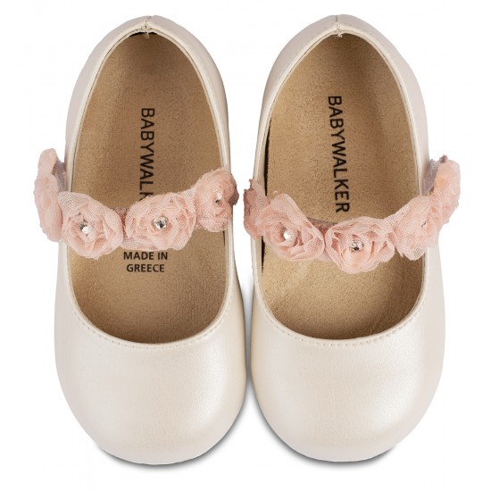 Βαπτιστικά Παπούτσια  Babywalker BS3523 Ivory Pink/ Εκρου Ροζ