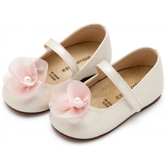 Βαπτιστικά Παπούτσια  Babywalker BS3593 Ivory Pink / Εκρου Ροζ
