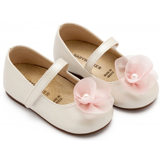 Βαπτιστικά Παπούτσια  Babywalker BS3593 Ivory Pink / Εκρου Ροζ