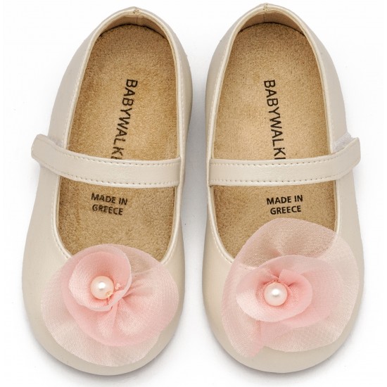 Βαπτιστικά Παπούτσια  Babywalker BS3593 Ivory Pink / Εκρου Ροζ