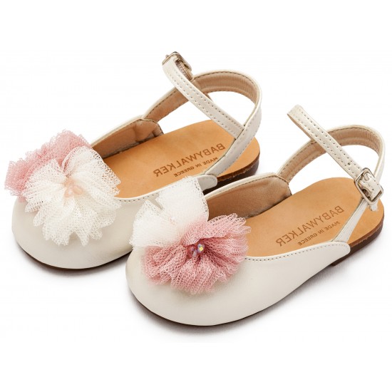 Βαπτιστικά Παπούτσια  Babywalker BS3596 Ivory Pink/ Εκρου Ροζ