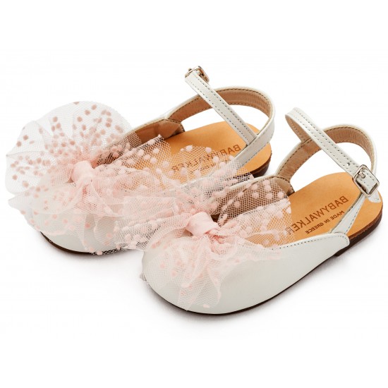 Βαπτιστικά Παπούτσια  Babywalker BW4859 Ivory Pink/ Εκρού Ροζ