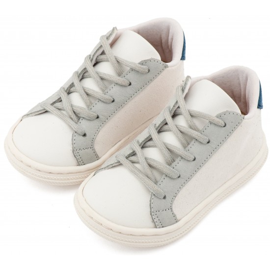 Βαπτιστικά Παπούτσια  Babywalker BS3039 Off White - Grey - Blue / Λευκό  Πάγου- Γκρι - Μπλε