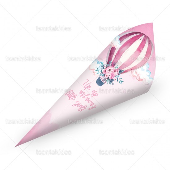 Χάρτινα Χωνάκια για Κέρασμα με Θέμα το Αερόστατο 