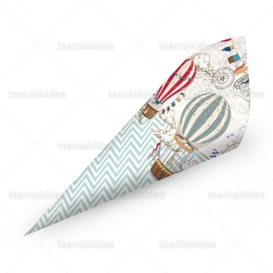 Χάρτινα Χωνάκια για Κέρασμα με Θέμα το Αερόστατο 