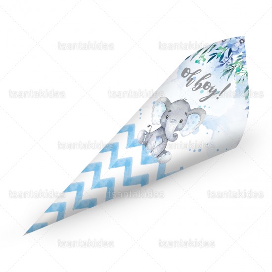 Χάρτινα Χωνάκια για Κέρασμα με Θέμα Ελεφαντάκι