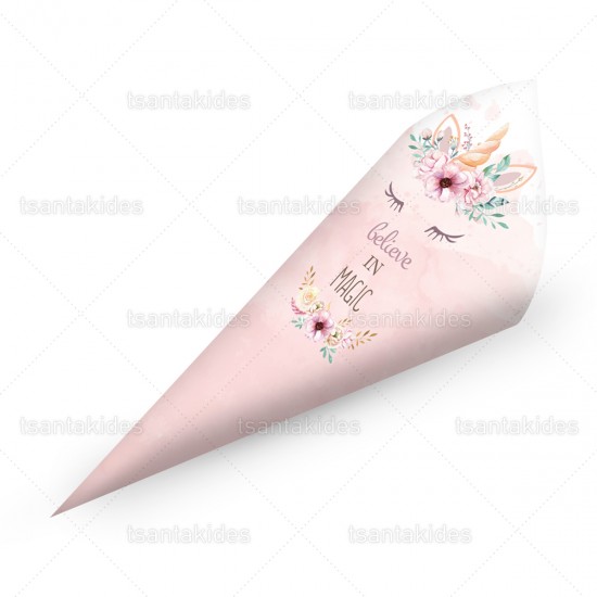 Χάρτινα Χωνάκια για Κέρασμα με Θέμα Μονόκερος