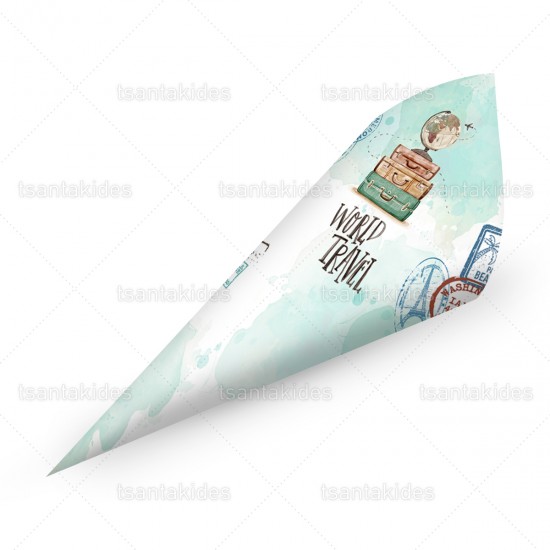 Χάρτινα Χωνάκια για Κέρασμα με Θέμα Ταξίδι στον Κόσμο