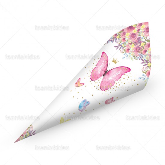 Χάρτινα Χωνάκια για Κέρασμα με Θέμα Πεταλούδα