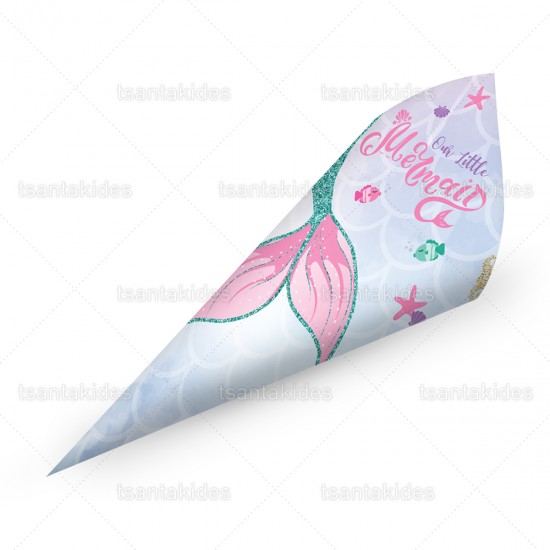 Χάρτινα Χωνάκια για Κέρασμα με Θέμα Γοργόνα