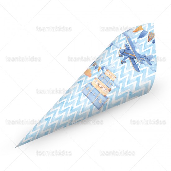 Χάρτινα Χωνάκια για Κέρασμα με Θέμα Ταξίδι στον Κόσμο