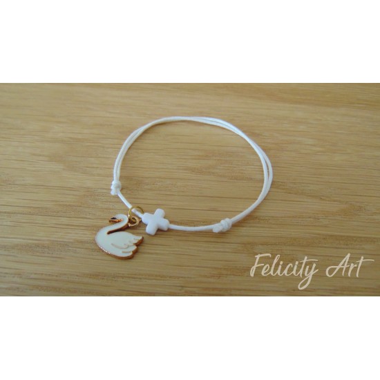 Μαρτυρικό Βάπτισης Βραχιόλι με Κύκνο 