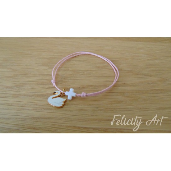 Μαρτυρικό Βάπτισης Βραχιόλι με Κύκνο 