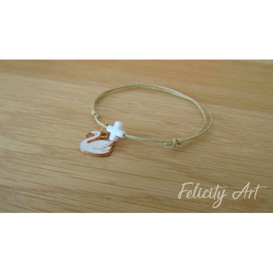 Μαρτυρικό Βάπτισης Βραχιόλι με Κύκνο 