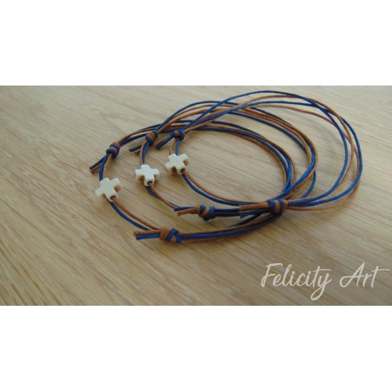 Μαρτυρικό Βάπτισης Δίχρωμο Βραχιόλι με Χαολίτη Σταυρό 